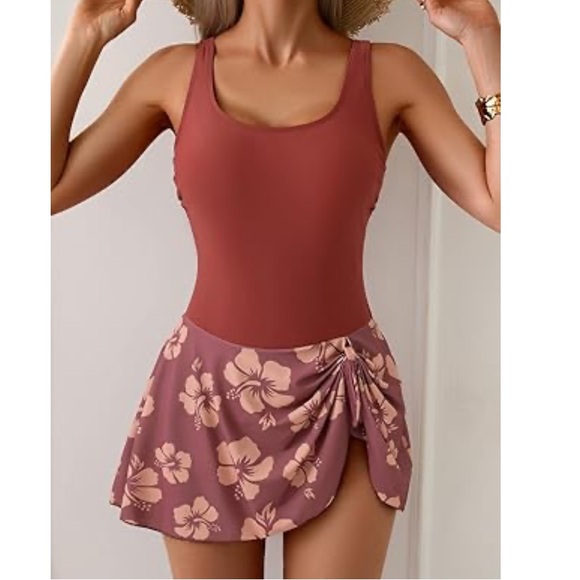 Eomenie One Piece Swimdress Swimsuits for Women Tummy Control Swim Dresses Skirt - Picture 2 of 10